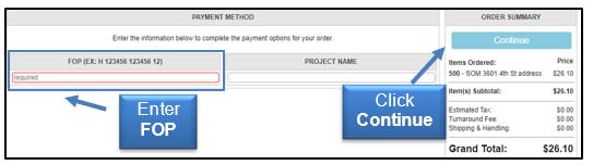 Image: Enter FOP and click Continue.
