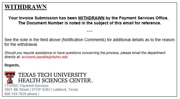 Image illustrating sample Withdrawn notification.