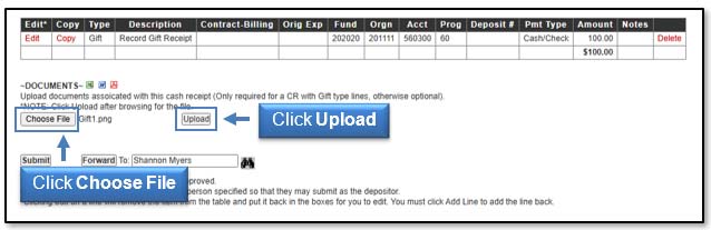 Image illustrating Choose File and Upload buttons.
