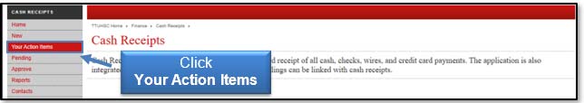 Image illustrating Your Action Items link.
