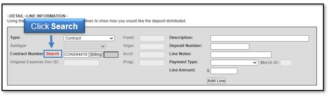 Image illustrating Search link location.