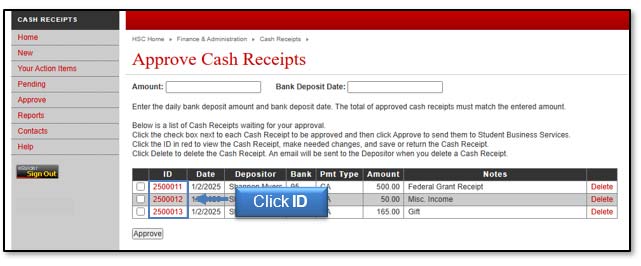 Image illustrating ID link location.