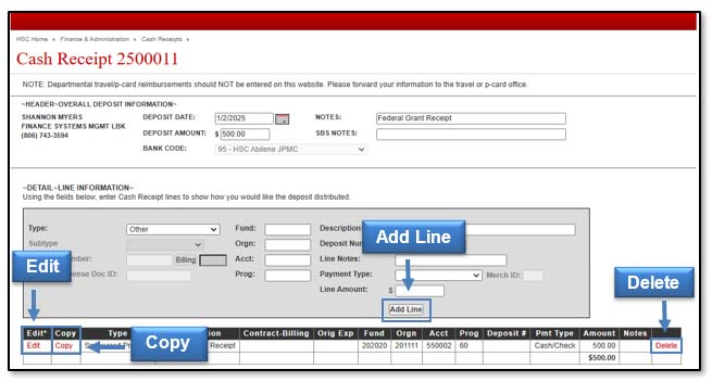 Image illustrating edit, copy, delete and add line elements.