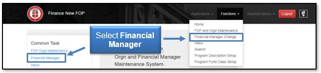 Image illustrating Financial Manager change link locations.