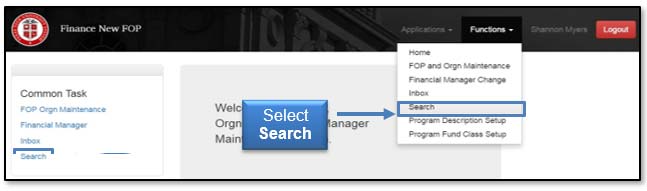 Image illustrating Search link locations.