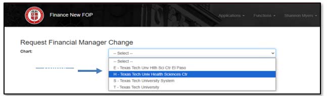 Image illustrating Chart dropdown menu.