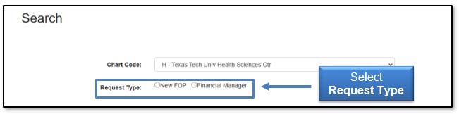 Image illustrating Request Type options.