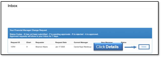 Image illustrating Details link location.