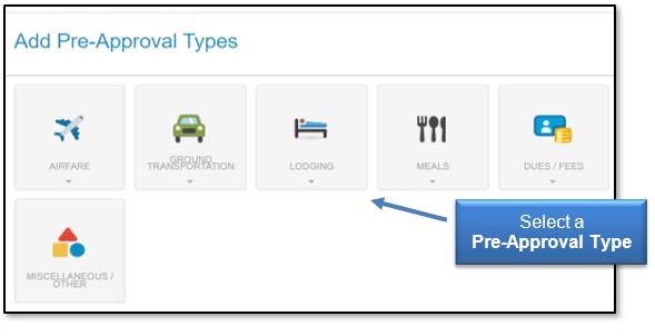 Image: Select a Pre-Approval Type.