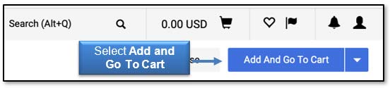 Image: Select 'Add and Go To Cart'.