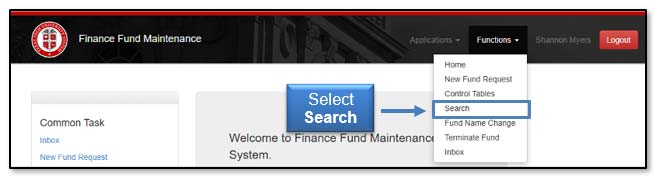 Image illustrating Search link.