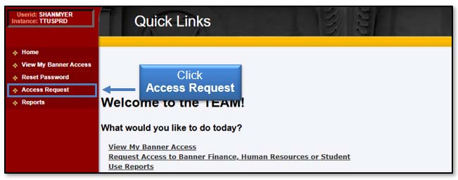 Image illustrating Access Request link.