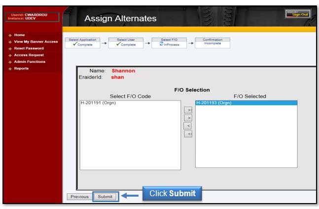 Image illustrating Submit button.