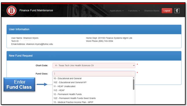 Image illustrating Fund Class selection.