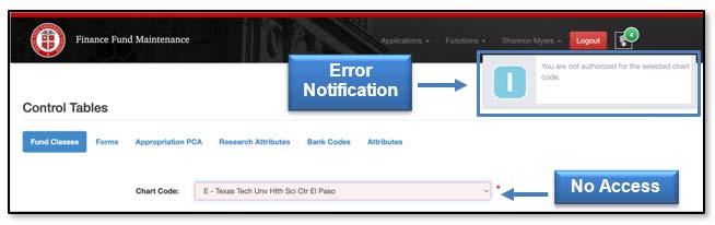 Image illustrating no access error.