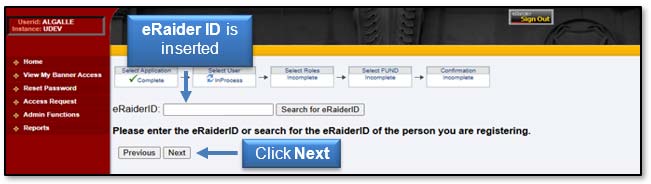 Image: eRaider ID is inserted, click Next.
