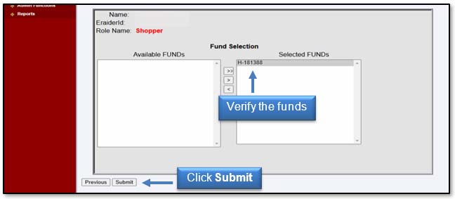 Image: Verify the funds, click Submit.