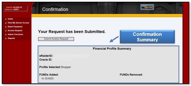 Image: Confirmation summary.