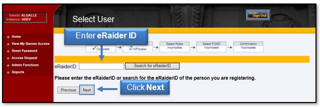 Image: Enter eRaider ID, click Next.