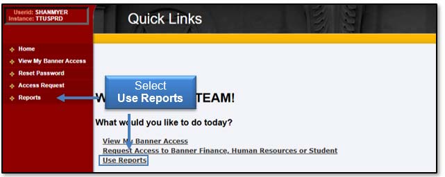 Image: Select Use Reports.