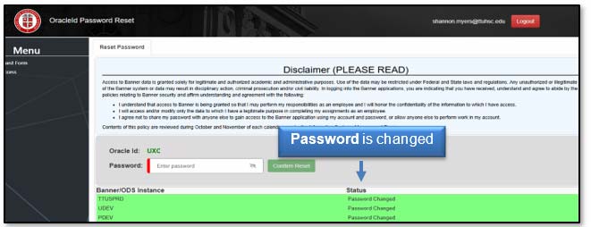 Image: Password is changed.