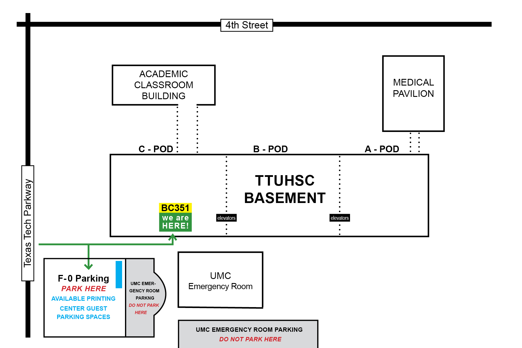 Map for TTUHSC Room BC351
