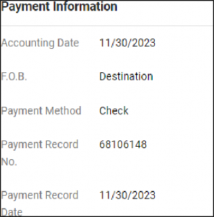 Payment Information screen