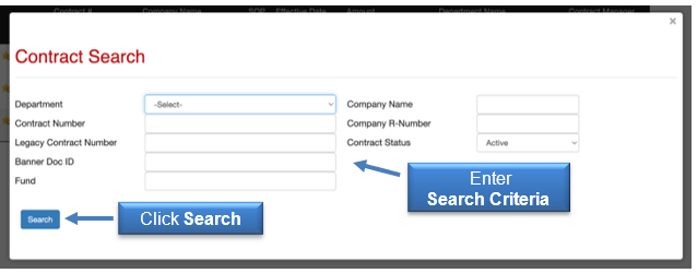 Enter Search Criteria, then click the Search button