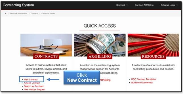Click the New Contract link
