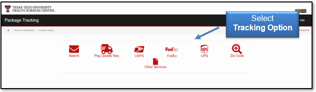 Select a tracking option to start the tracking process