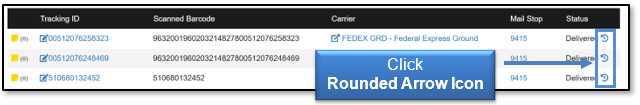 Click rounded arrow icon next to Delivered status