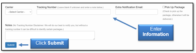 Enter the information and then click Submit