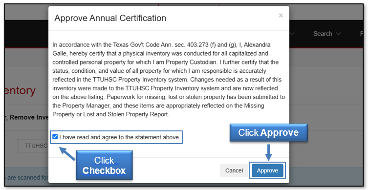 Click the Checkbox and then the Approve button