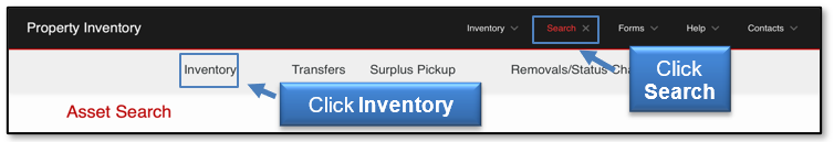 Click Search in top navigation, click Inventory
