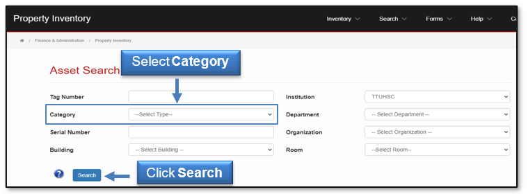 Select Category and click Search