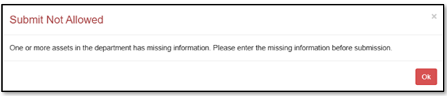 Submission Not allowed with missing information