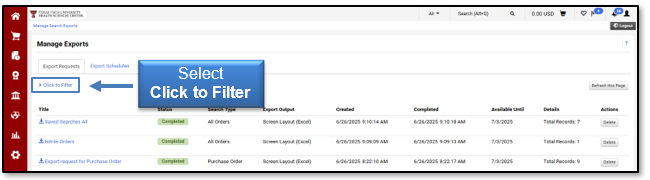 Select Click to Filter