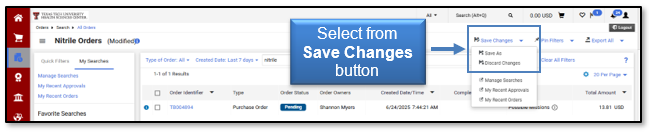Select an Option from the Save Changes button
