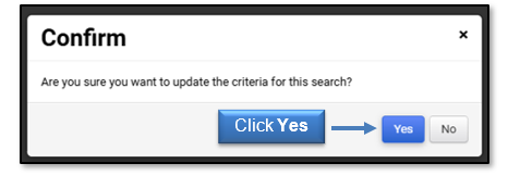 Click the yes button to confirm updated changes