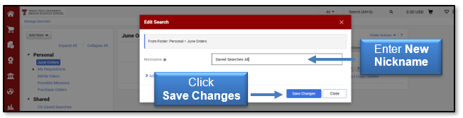 Enter the New Nickname, click Save Changes