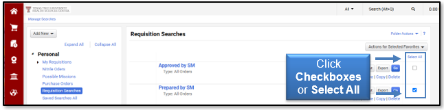 Click a check box or click the Select All link to items to move or copy