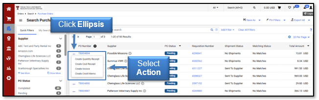 Click the ellipsis and select an action
