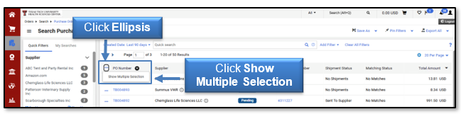 Click the ellipsis and select Show Multiple Selection