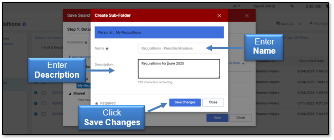 Enter Name and Description, and click the Save Change button