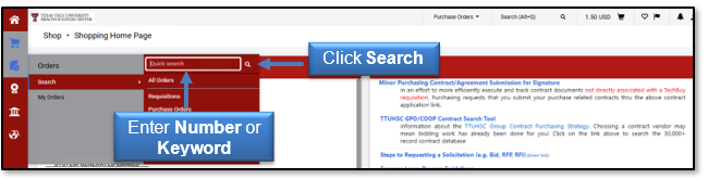 Enter a number or keyword then click Search