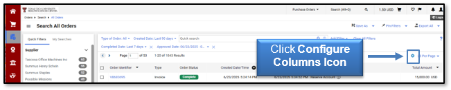 Click the Configure Columns icon