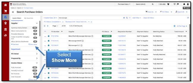 Select Show More link