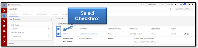 Select the checkbox for individual documents to assign to your approvals folder