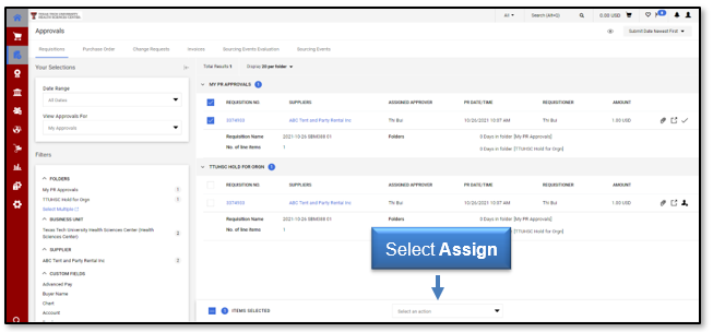 Select Assign option from the menu