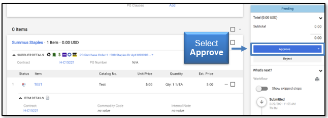 Select Approve button